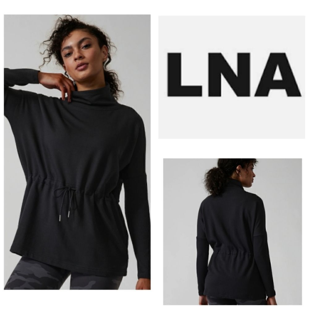 LNA Black Cowelneck Drawstring Sweatshirt